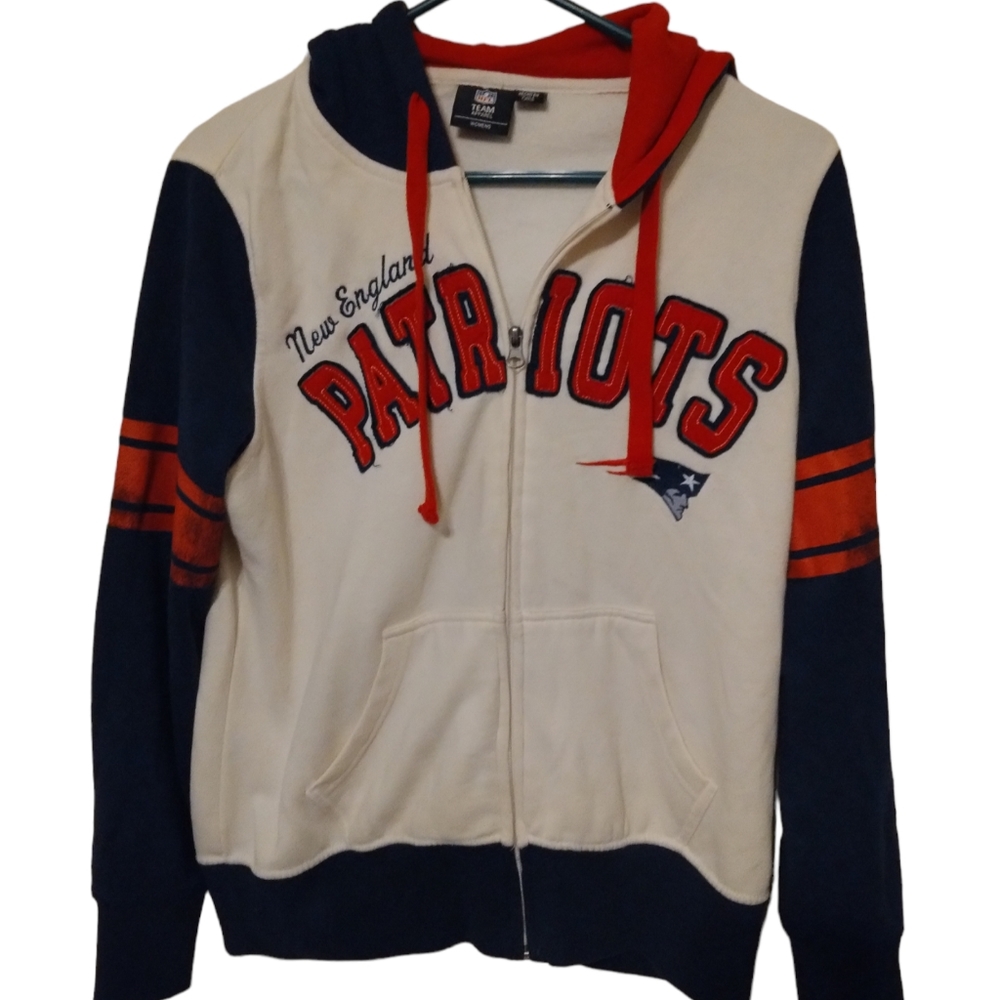 New England Patriots Women's NFL Football Zip jacket Hoodie Pockets size Large